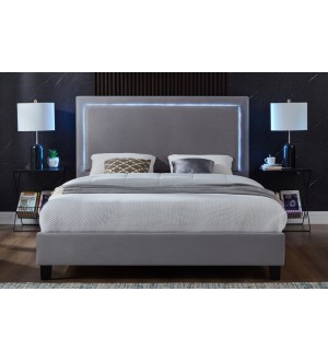 TT T2365 Gray Velvet Queen Bed 
